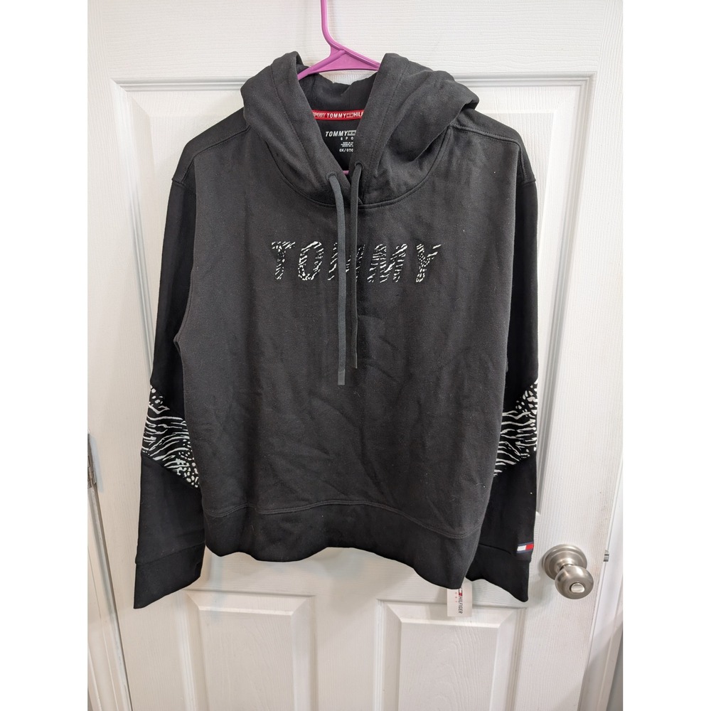 Tommy Hilfiger Sport Hoodie Women Black Zebra Logo Sweatshirt NWT - Size 0X